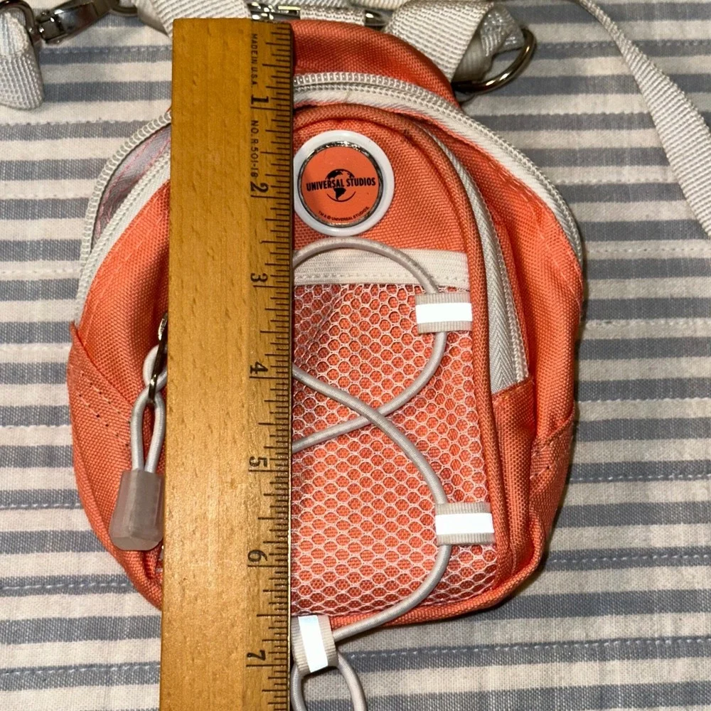 Universal Studios Mini Backpack Crossbody Orange White Mesh Bungee Small FLAW